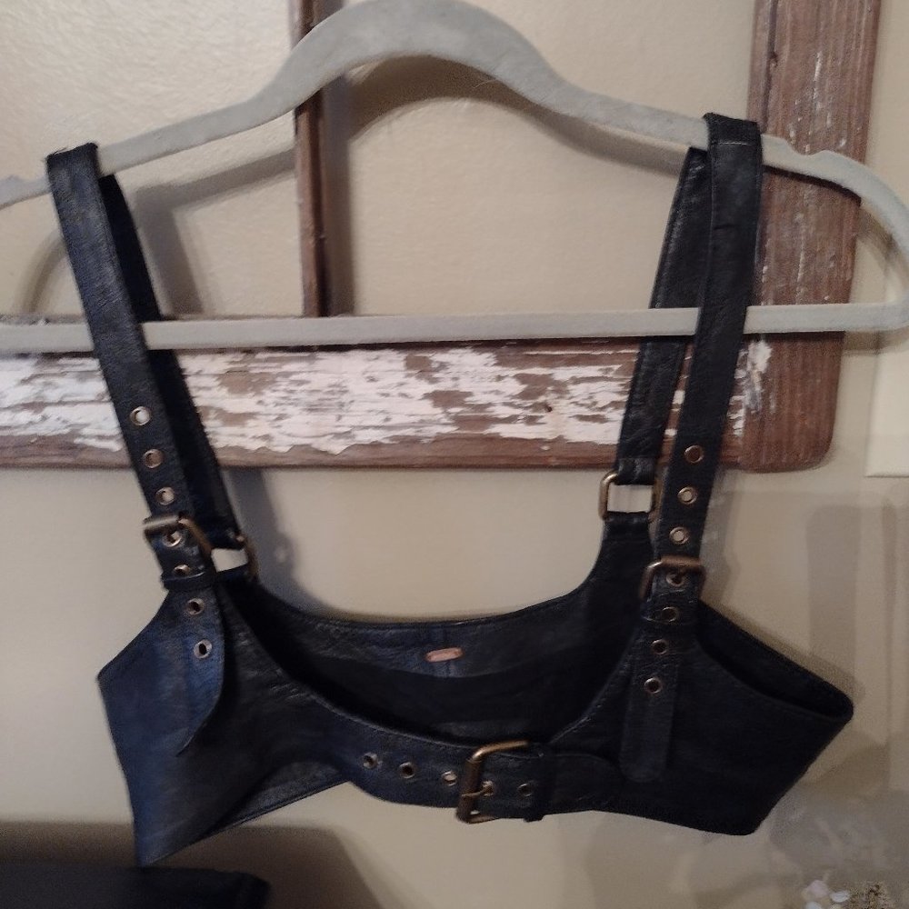 Free People Black Leather Harness Body Accessory Small